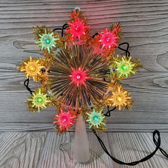 Vintage NOMA 10 Light Electric Treetop Christmas Tinsel Star Tree Topper - Picture 1 of 11
